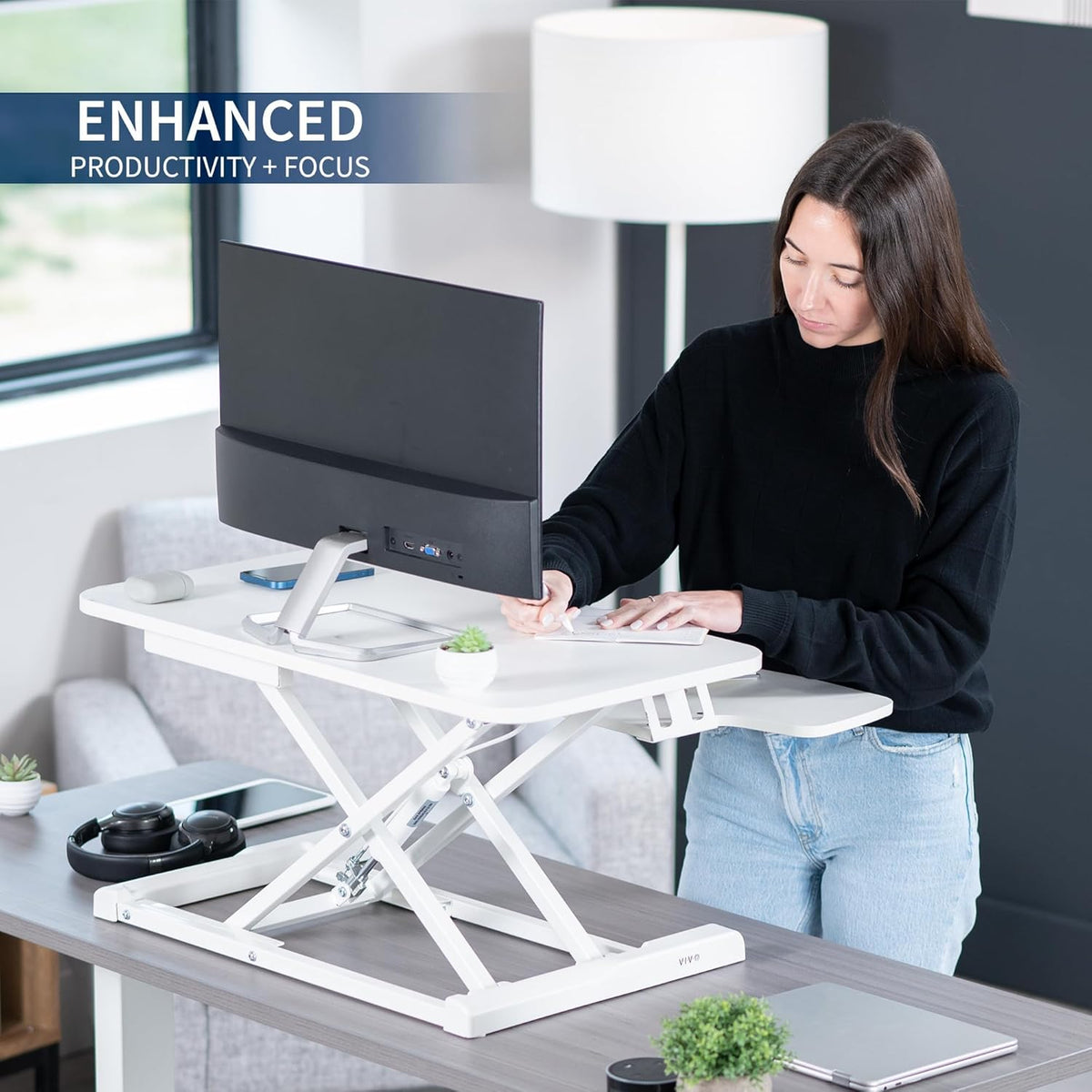 Black 32 in Standing Desk Converter, DESK-V000K