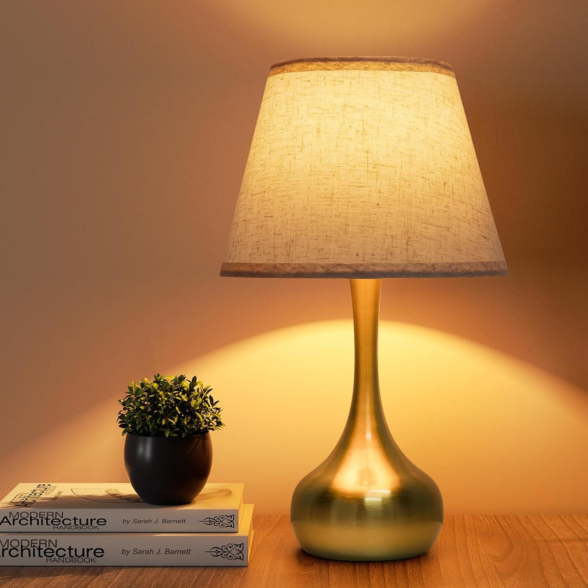 ONEWISH Touch Bedside Lamp for Bedroom, 3-Way Dimmable Farmhouse Table Lamps for Nightstand with Fabric Shade, Desk Lamp for Kids Reading, Home Office