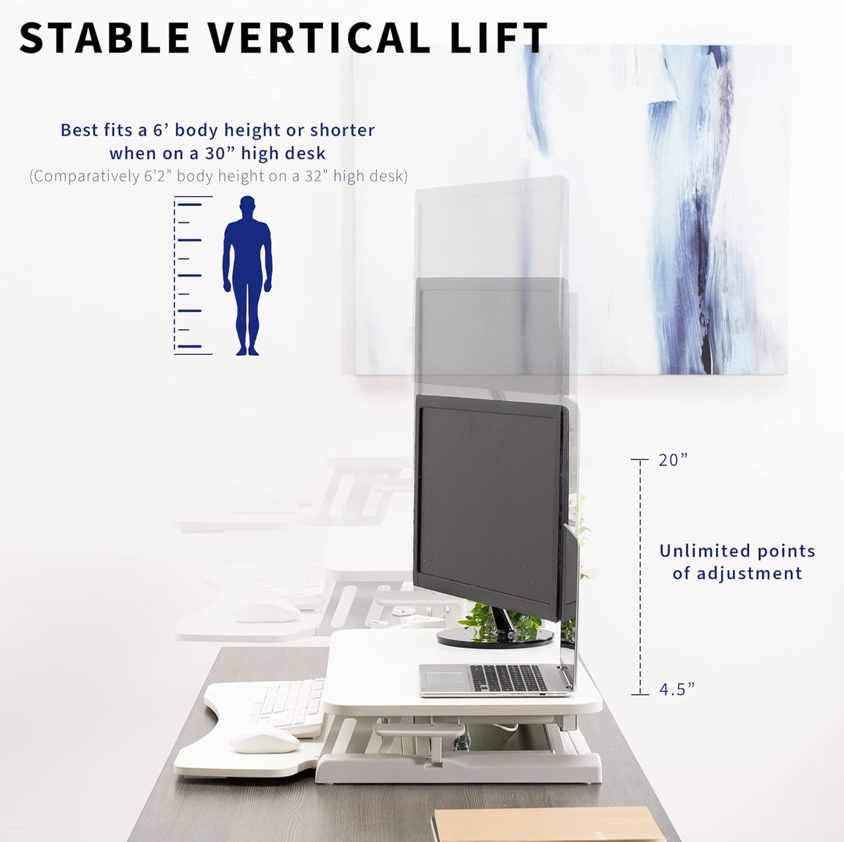 Black 32 in Standing Desk Converter, DESK-V000K