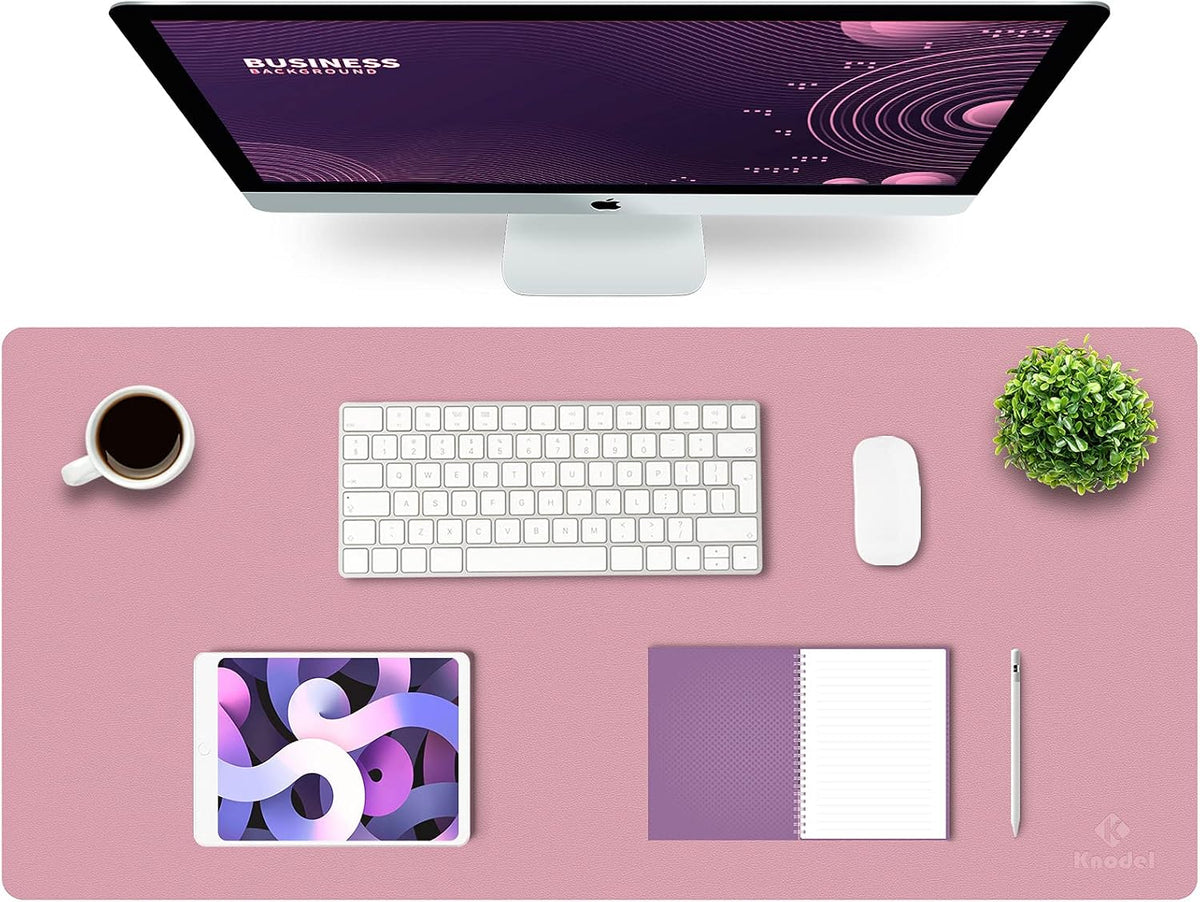 K KNODEL Large Office Leather Desk Mat, Mouse and Keyboard Pad, Computer and Laptop Mat, Desktop Protector and Cover, Writing Pad and Blotter (31.5"x15.7", Black)