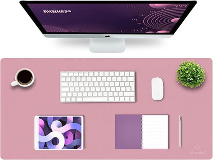 K KNODEL Large Office Leather Desk Mat, Mouse and Keyboard Pad, Computer and Laptop Mat, Desktop Protector and Cover, Writing Pad and Blotter (31.5"x15.7", Black)