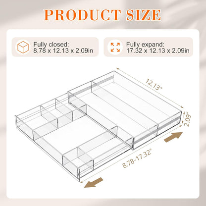 Clear Acrylic Drawer Organizer,6 Compartments,Large