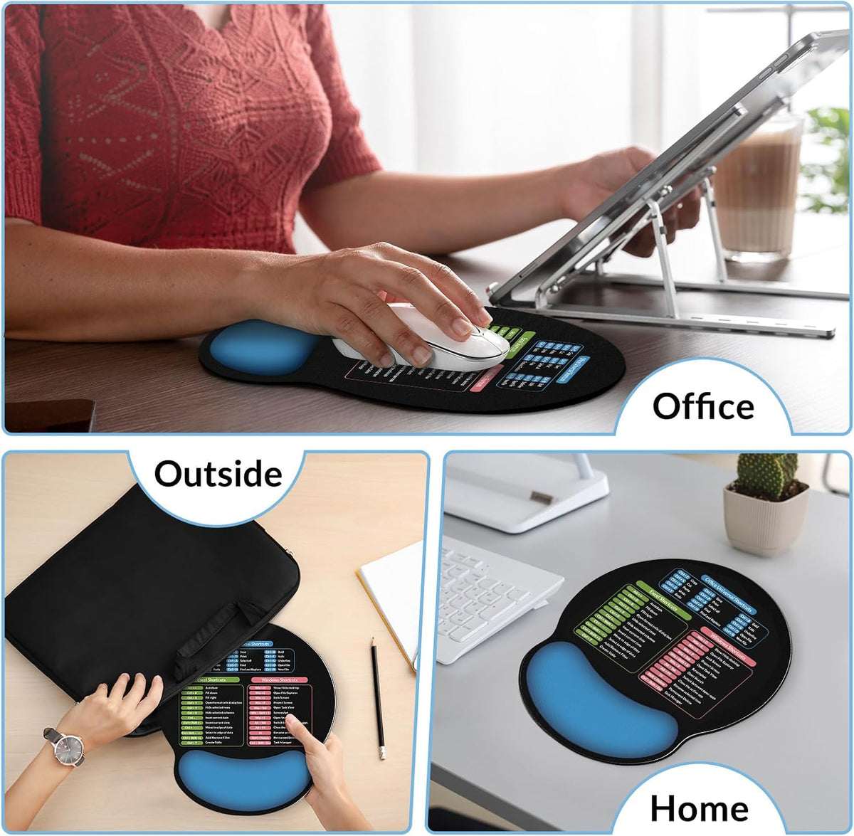 KONVINIT Ergonomic Mouse Pad with Wrist Rest, Small Mousepad with Non-Slip Rubber Base and Smooth Surface, Beach Mouse Pads for Desk, Office Desk Accessories