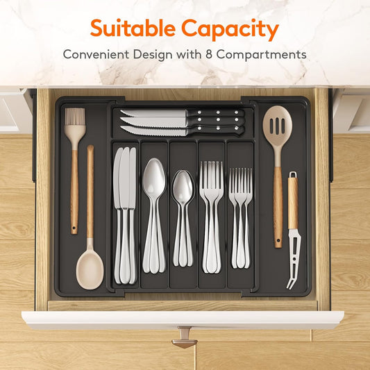 Expandable Silverware Drawer Organizer, Kitchen Utensil Tray