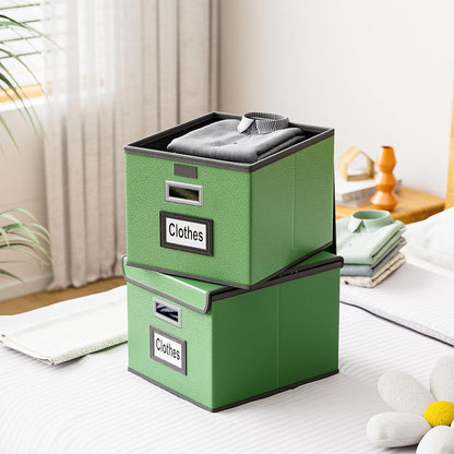 Upgraded Portable File Organizer Box with Lid, Collapsible Linen Hanging Filing Storage Boxes with Plastic Slides, Decorative Home/Office Filing System Box for File and Folders Storage (Gray)