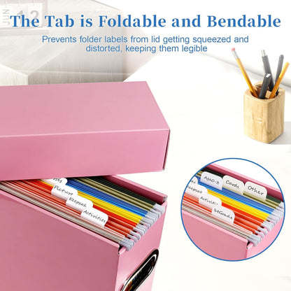 File Organizer Box with Lid & Handle, Thickened Cardboard Hanging File Folder Storage Boxes for Letter Size, Portable Filing Organizer for Office, Home, Classroom, Black
