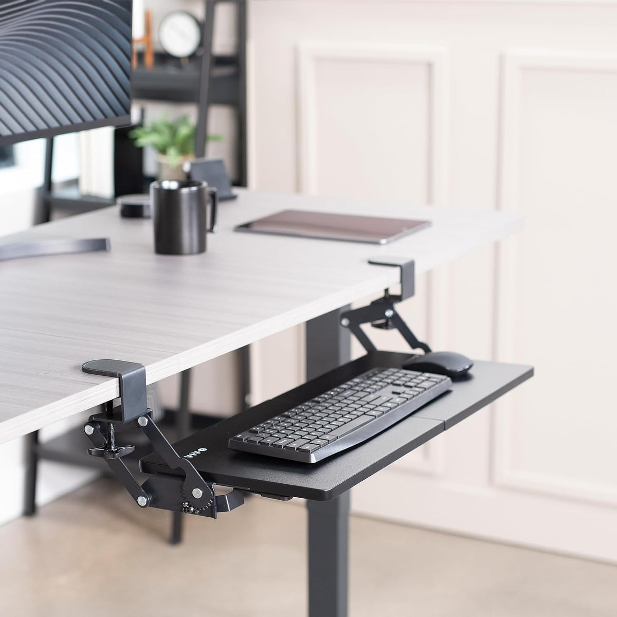 VIVO Large Clamp-on 27 (33 Including Clamps) x 11 inch Computer Keyboard and Mouse Tray with 12 Setting Swinging Height Adjustment, Platform Drawer for Typing, Black, MOUNT-KB08V