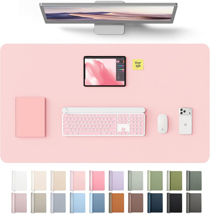 YSAGi Leather Desk Pad Protector, Office Desk Mat, Large Mouse Pad, Non-Slip PU Leather Desk Blotter, Waterproof Laptop Desk Writing Pad for Office and Home (23.6" x 13.8", Eggshell) - Colors A