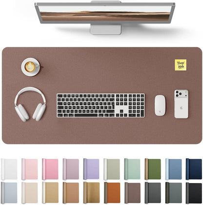 YSAGi Leather Desk Pad Protector, Office Desk Mat, Large Mouse Pad, Non-Slip PU Leather Desk Blotter, Waterproof Laptop Desk Writing Pad for Office and Home (23.6" x 13.8", Eggshell) - Colors B