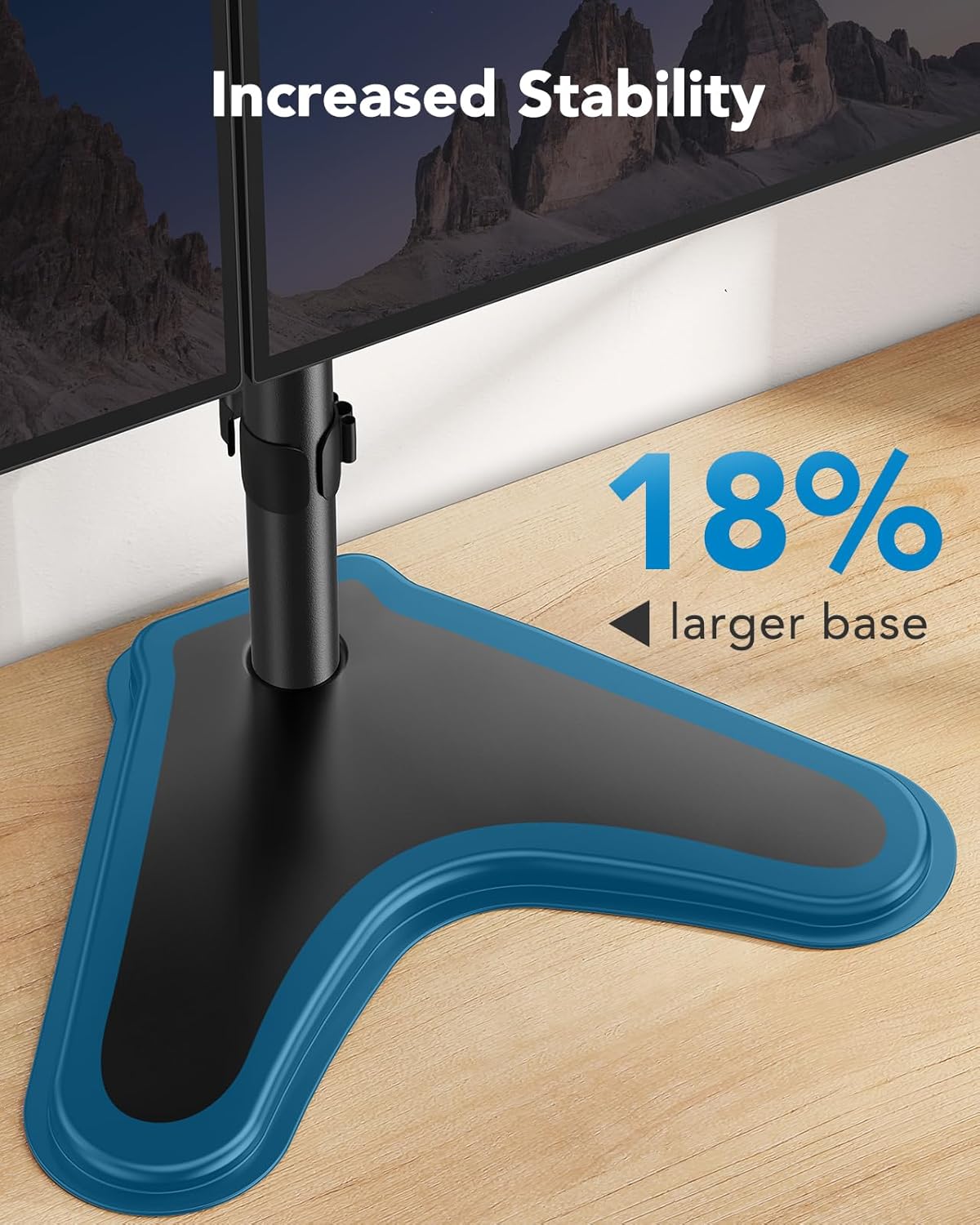 32 inches Dual Monitor Stand up to 17.6lbs per Arm, High-Grade Aluminum Free Standing Dual Monitors Mount for 2 Screens. Fully Adjustable Dual Monitor Stand for Desk with Tilt, Swivel, Rotation