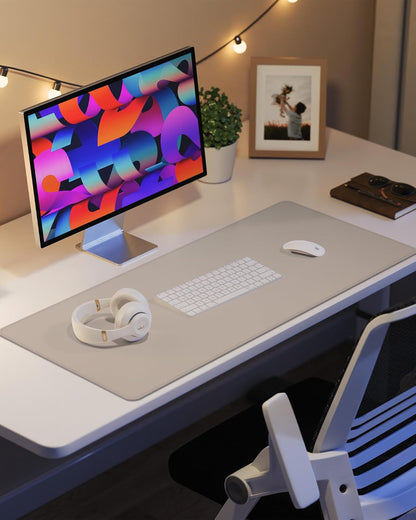 AFIING Large Desk Mat 55" x 24" - PU Leather Desk Pad Protector, Waterproof Non-Slip Extended Mouse Pad for Office Desk, Keyboard, Laptop and Home Workspace (Black)