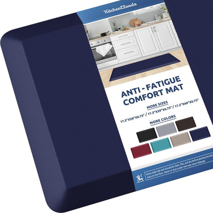 KitchenClouds Kitchen Mat Cushioned Anti Fatigue Rug 17.3"x28" Water Resistant, Non Slip, Standing and Comfort Desk/Floor Mats for House Sink Office (Black)