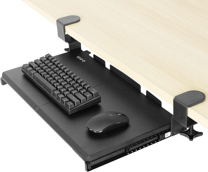 VIVO Extra Long Clamp-on Computer Keyboard and Mouse Under Desk Slider Tray, 34 x 11 inch Pull Out Platform Drawer, Black, MOUNT-KB15EB