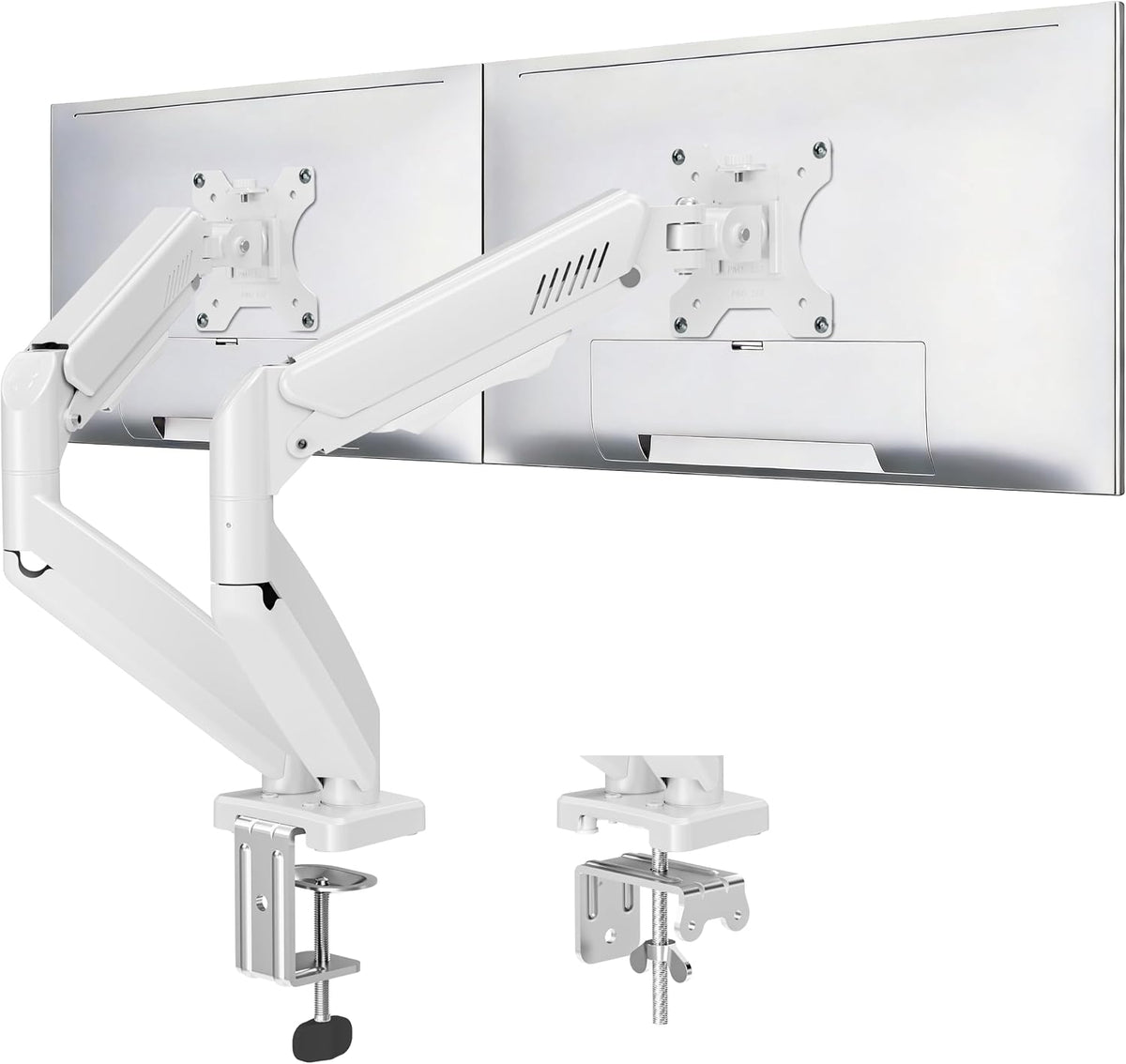 Dual Monitor Stand fits up to 32 inch, 4.4-19.8 lbs Computer Screens, Dual Monitor Desk Mount Height Adjustable, Monitor Arms for 2 Monitors, Home Office VESA Mounts, Freelift White