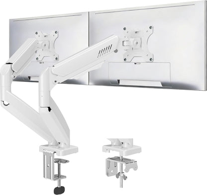 Dual Monitor Stand fits up to 32 inch, 4.4-19.8 lbs Computer Screens, Dual Monitor Desk Mount Height Adjustable, Monitor Arms for 2 Monitors, Home Office VESA Mounts, Freelift White