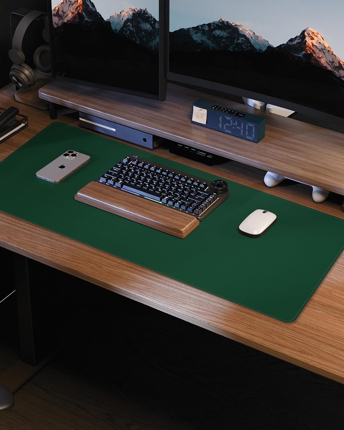 AFIING Large Desk Mat 55" x 24" - PU Leather Desk Pad Protector, Waterproof Non-Slip Extended Mouse Pad for Office Desk, Keyboard, Laptop and Home Workspace (Black)