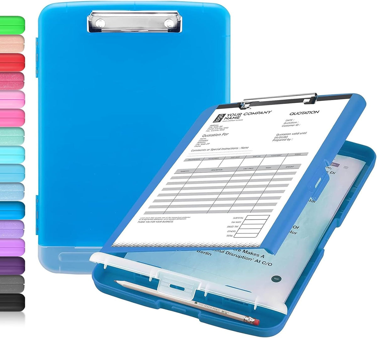 Clipboard with Storage, Clip Board 8.5 x 11 with Pen Holder, High Capacity Plastic Organization Case Box for Letter Legal A4 Size Paper, Nurses Teachers Must Haves, School & Office Supplies