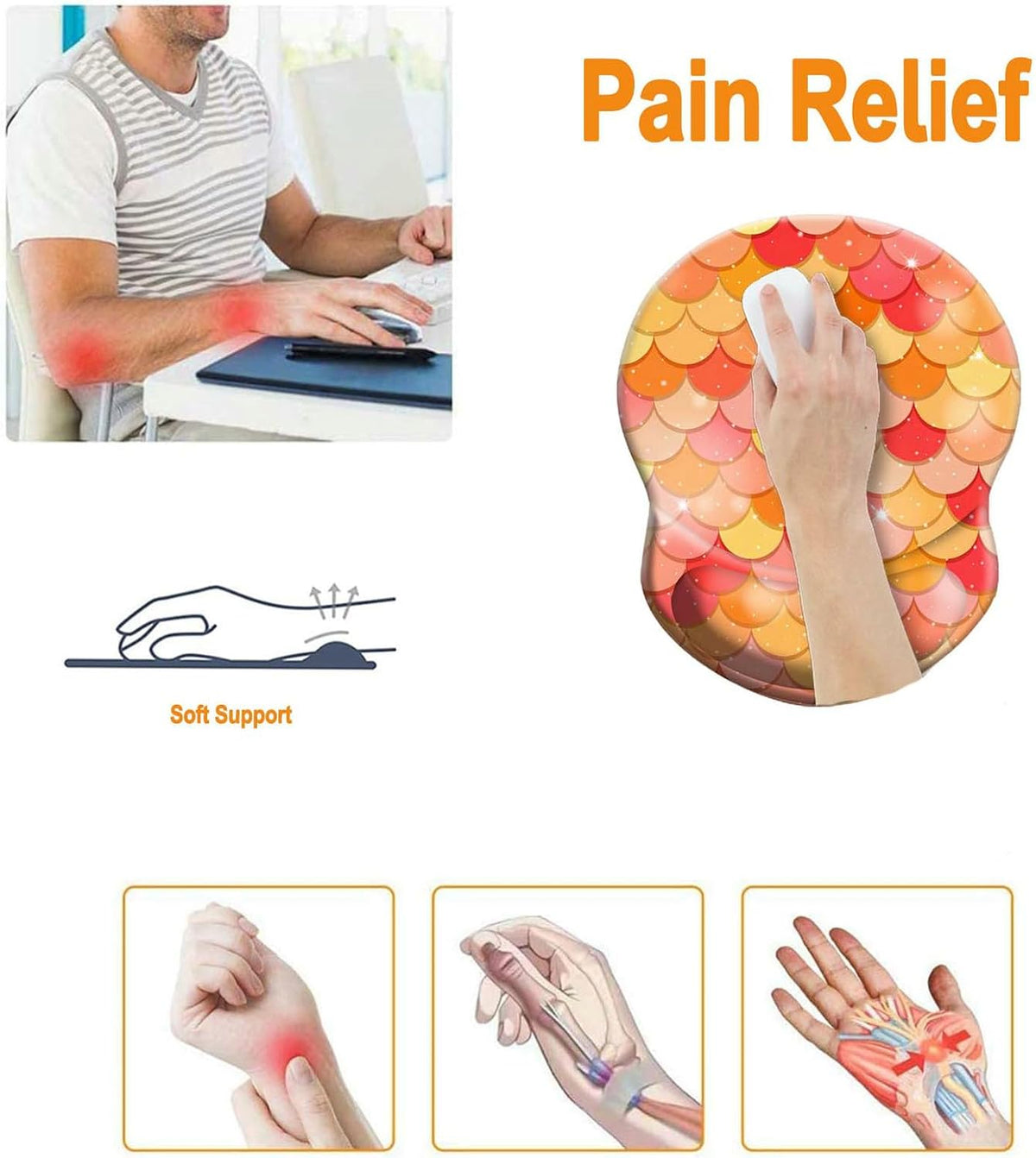 Wrist Support Mouse Pad Anti Slip Rubber Wrist Rest Mousepad 9in X 8in Small Desktop Notebook Mouse Mat for Working and Gaming (M-Pink Floral)