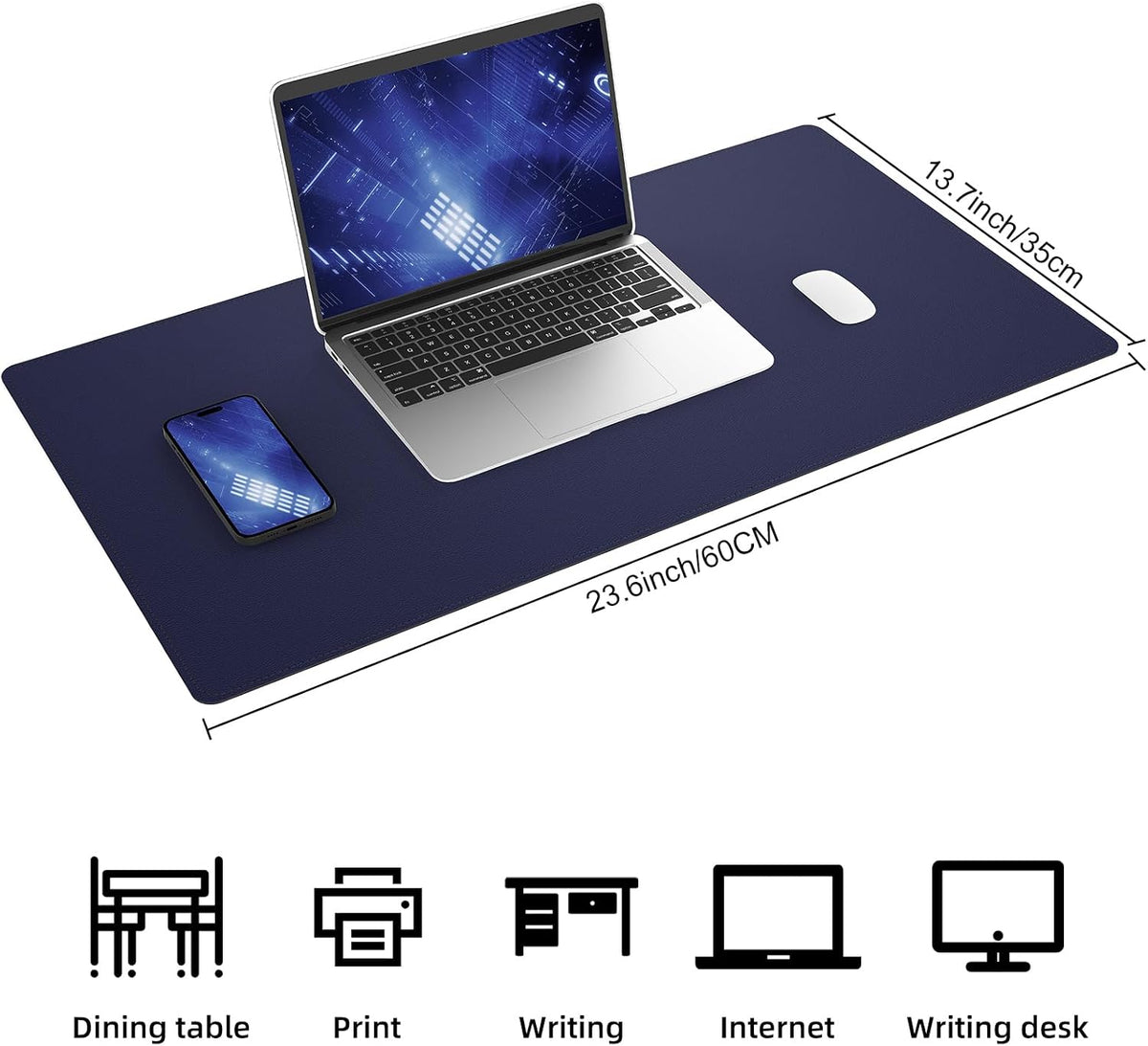Large Desk Mat, 47" x 17", Black