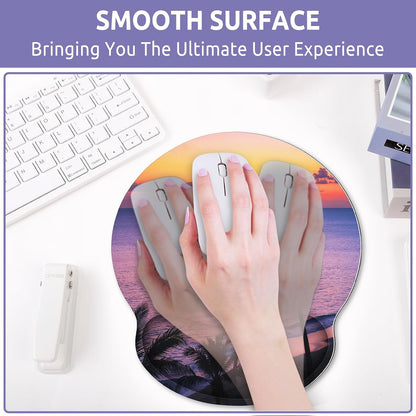 KONVINIT Ergonomic Mouse Pad with Wrist Rest, Small Mousepad with Non-Slip Rubber Base and Smooth Surface, Beach Mouse Pads for Desk, Office Desk Accessories