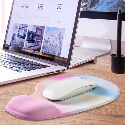 JIKIOU Mouse Pad, 2 Pack Ergonomic Mouse Pads with Comfortable Gel Wrist Rest Support and Smooth Cloth, Non-Slip PU Base for Easy Typing Pain Relief Durable and Easy to Clean Small Black