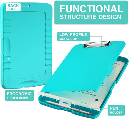 Clipboard with Storage, Clip Board 8.5 x 11 with Pen Holder, High Capacity Plastic Organization Case Box for Letter Legal A4 Size Paper, Nurses Teachers Must Haves, School & Office Supplies