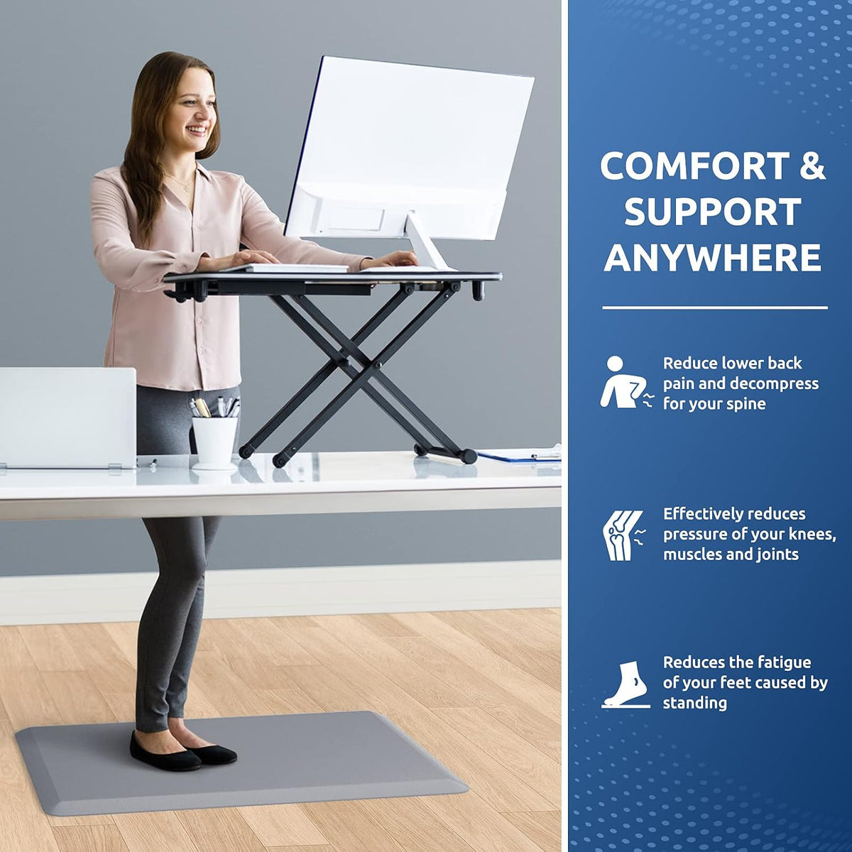 KitchenClouds Kitchen Mat Cushioned Anti Fatigue Rug 17.3"x28" Water Resistant, Non Slip, Standing and Comfort Desk/Floor Mats for House Sink Office (Black)
