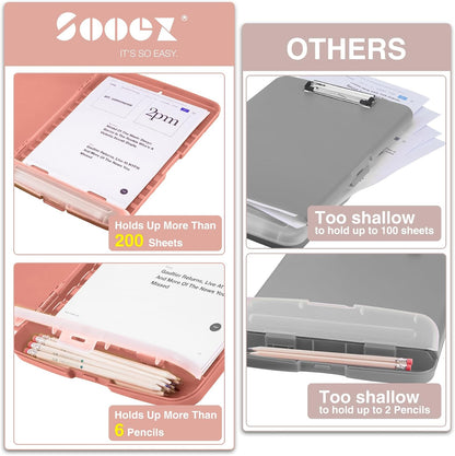 Clipboard with Storage, Clip Board 8.5 x 11 with Pen Holder, High Capacity Plastic Organization Case Box for Letter Legal A4 Size Paper, Nurses Teachers Must Haves, School & Office Supplies
