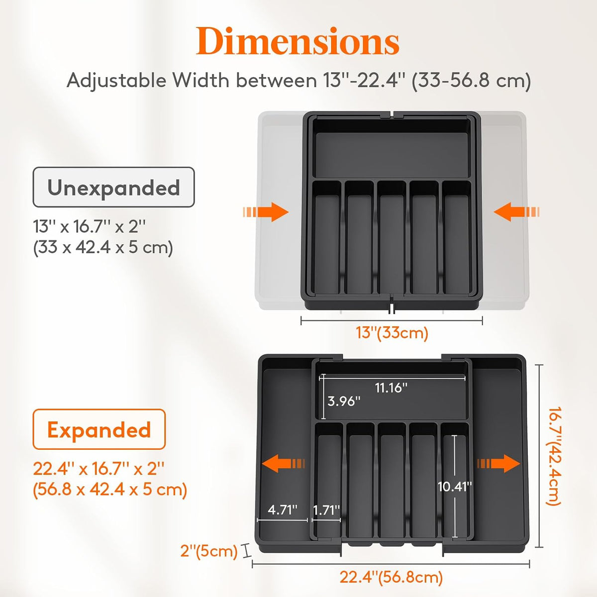 Expandable Silverware Drawer Organizer, Kitchen Utensil Tray