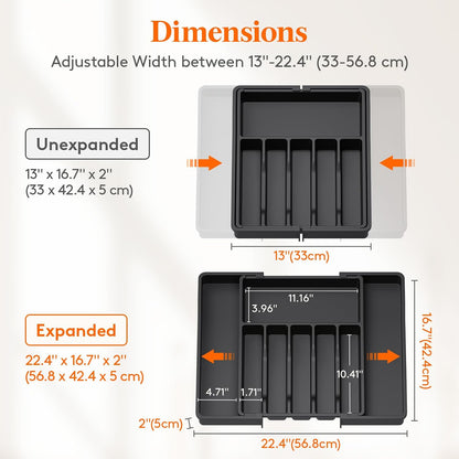 Expandable Silverware Drawer Organizer, Kitchen Utensil Tray