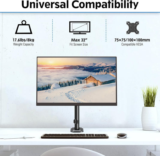 Dual Monitor Desk Mount, Max 32 Inch up to 17.6lbs, Fully Adjustable Dual Monitor Arm for 2 LCD Screens, Double Monitor Stand with C-Clamp and Grommet Base