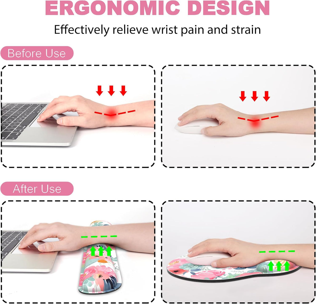 Ergonomic Mouse Pad with Wrist Rest and Keyboard Wrist Rest, Mousepad