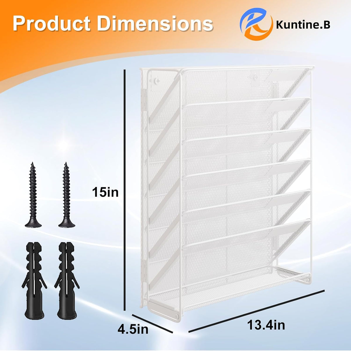 Kuntine.B Wall File Organizer Office Hanging Magazine Holder Wall File Organizer for Office Home (Black, 5 Tier)