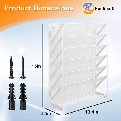 Kuntine.B Wall File Organizer Office Hanging Magazine Holder Wall File Organizer for Office Home (Black, 5 Tier)