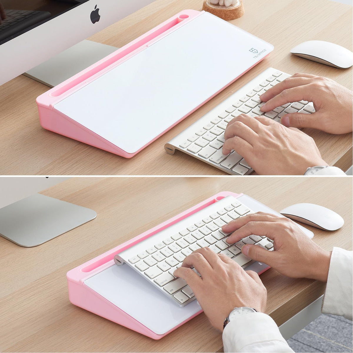 TSJ OFFICE Desktop Whiteboard Dry-Erase-Board - Computer Keyboard Stand White Board Surface Pad with Drawer, Desk Organizers with Accessories for Office, Home, School Supplies - Black