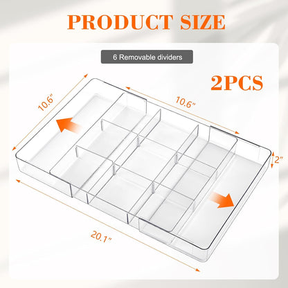 Briwooody 1 Pcs Large Expandable Acrylic Drawer Organizers, Grid Adjustable Drawer, Dividers Organizer for Desk, Makeup, Jewelry, Office, Kitchen Supplies (Clear,11 Compartments)