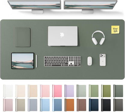 YSAGi Leather Desk Pad Protector, Office Desk Mat, Large Mouse Pad, Non-Slip PU Leather Desk Blotter, Waterproof Laptop Desk Writing Pad for Office and Home (23.6" x 13.8", Eggshell) - Colors A