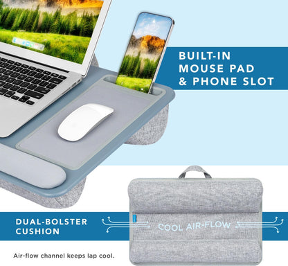 LAPGEAR Home Office Pro Lap Desk with Wrist Rest, Mouse Pad, and Phone Holder - Black Carbon - Fits up to 15.6 Inch Laptops - Style No. 91598