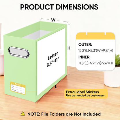 BALEINE File Organizer Box, Cardboard File Folder Organizer with Handle for Letter Size, Portable Collapsible Hanging Filing Box for Home Office Document Storage (2 Pack, Black)