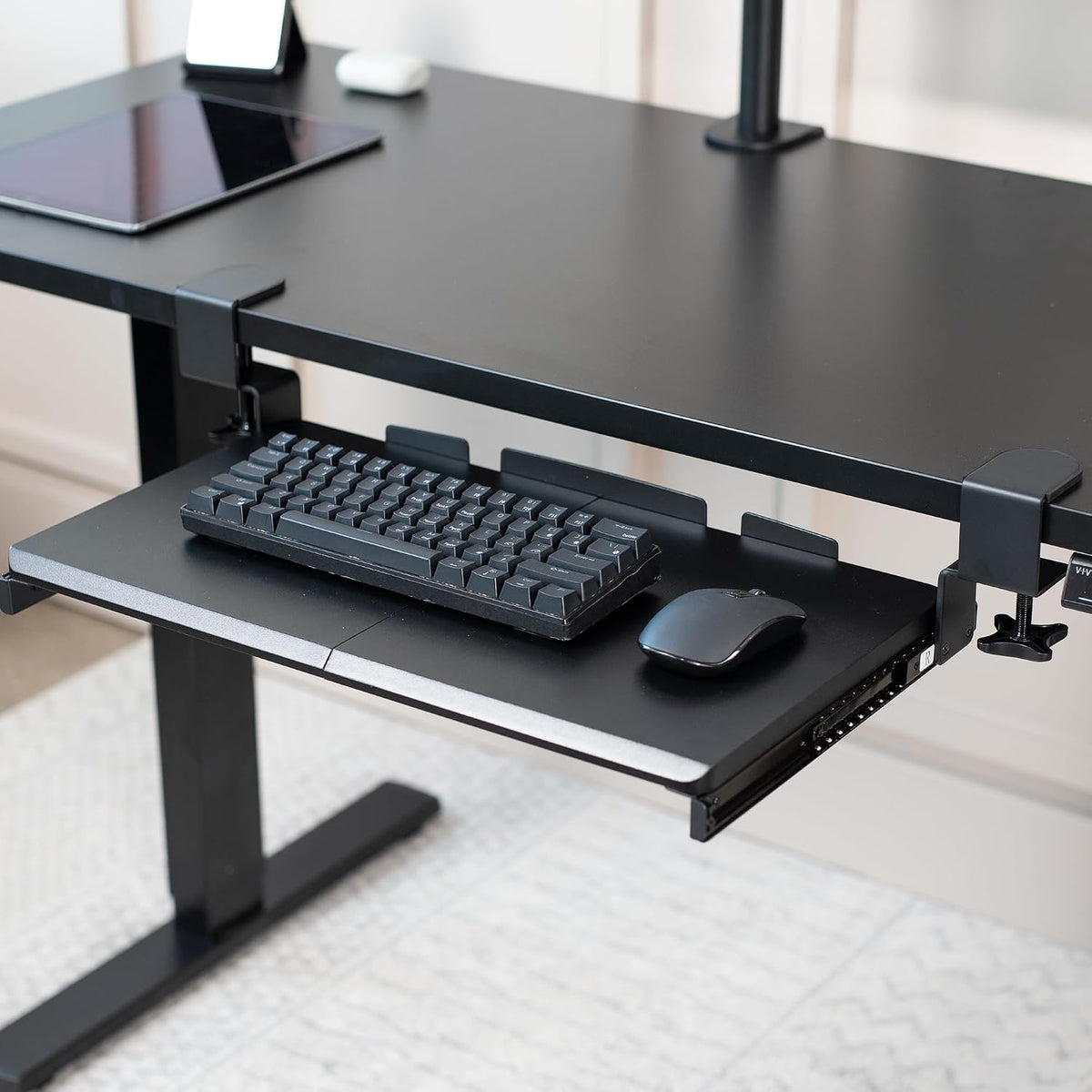 VIVO Extra Long Clamp-on Computer Keyboard and Mouse Under Desk Slider Tray, 34 x 11 inch Pull Out Platform Drawer, Black, MOUNT-KB15EB