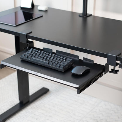 VIVO Extra Long Clamp-on Computer Keyboard and Mouse Under Desk Slider Tray, 34 x 11 inch Pull Out Platform Drawer, Black, MOUNT-KB15EB