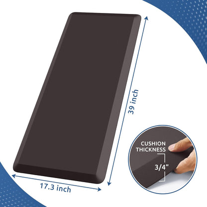 KitchenClouds Kitchen Mat Cushioned Anti Fatigue Rug 17.3"x28" Water Resistant, Non Slip, Standing and Comfort Desk/Floor Mats for House Sink Office (Black)