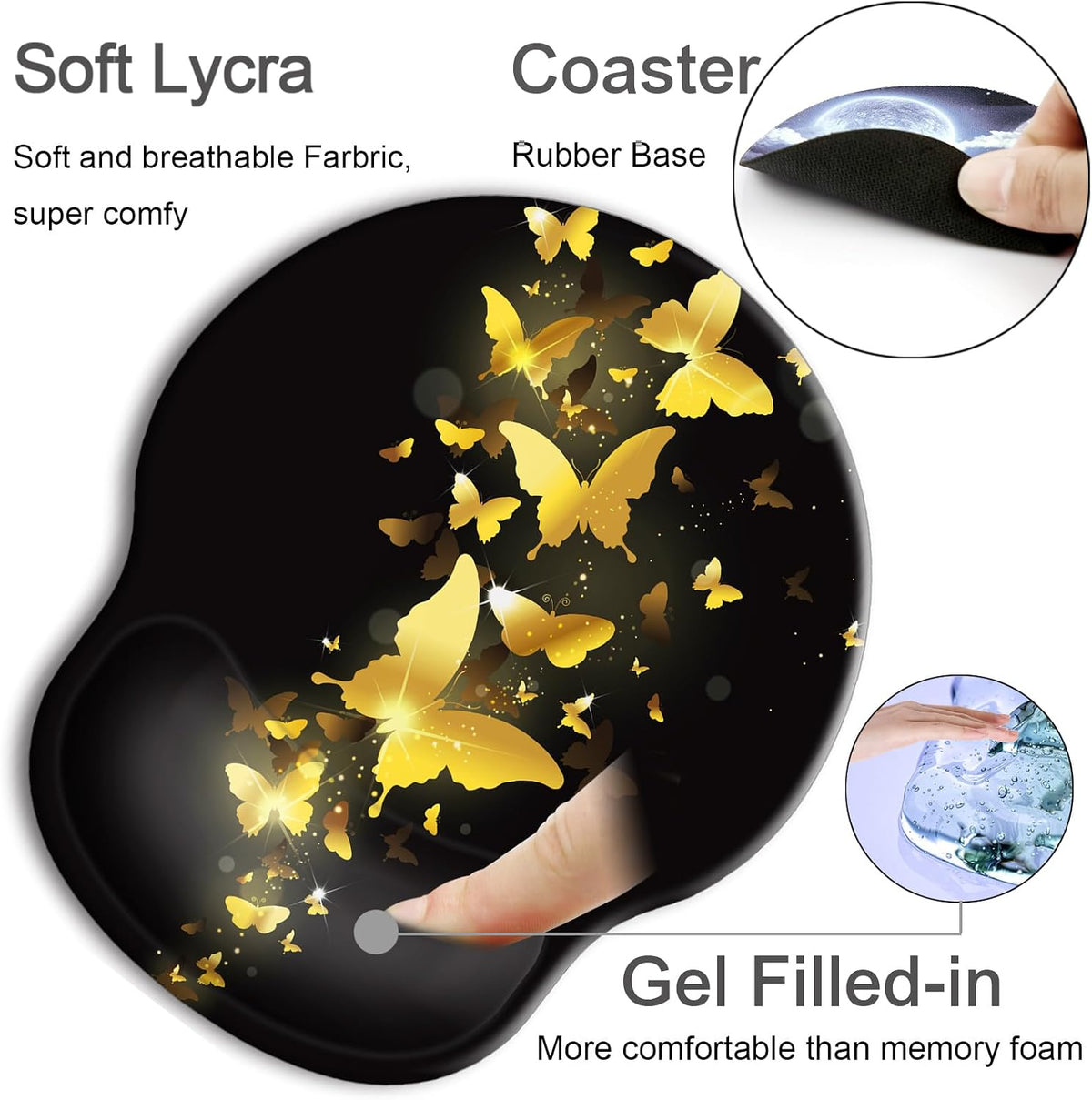 Ergonomic Mouse Pad with Wrist Support Rest,Large Mousepad Gel Wrist Rest, with Coaster Non-Slip & Pain Relief for Computer, Desk, Home&Office-Beach - Colors B
