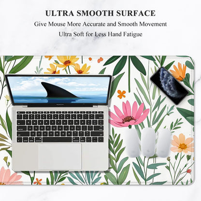 Auhoahsil Desk Mat, Ultra Large Mouse Pad, XXL Gaming Mousepad, Green Tropical Leaves Deskpad, Big Extended Full Size Mouse Pad, Desktop Desk Matt for Keyboard, Laptop & Computer, 35.5 x 15.7 in - Colors A