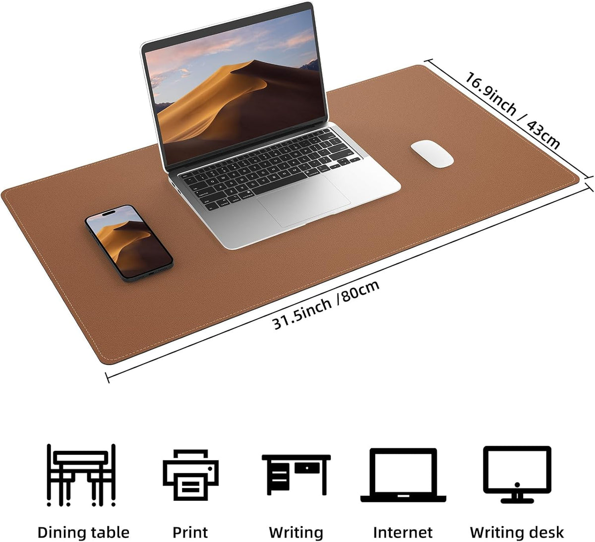 Large Desk Mat, 47" x 17", Black