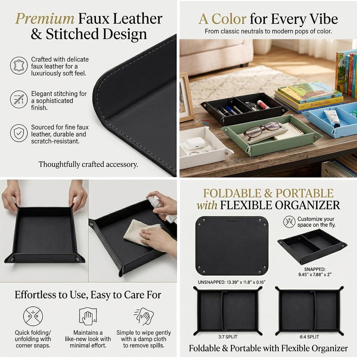 Small Valet Tray, Jewelry Tray for Rings Watches Earrings, Entryway Catchall Caddy for Coins Keys Change, Nightstand Bedside Valet Holder, Trays for Electronic Gadgets, Beige - Colors A