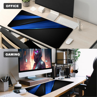 31.5" x 15.7" Waterproof Fabric Desk Pad, Rubber Anti-Slip Base, Stitched Edges No Curling, Fits Laptop Keyboard and Mouse, Smooth Office Mat Large Mouse Pad for Work Game, Black