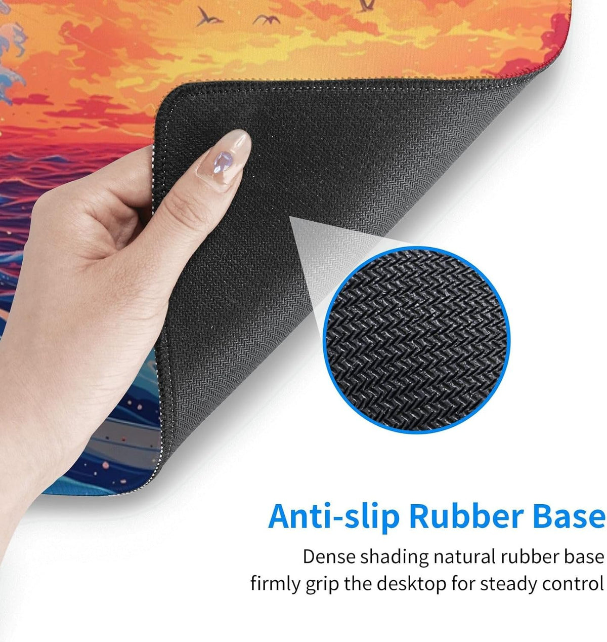 Japanese Mouse Pad, Large Japanese Desk Mat, XL Anime Gaming Keyboard Mat, Non-Slip Rubber Base, Big Extended Desk Protector for Home Office, 31.5”x11.8”