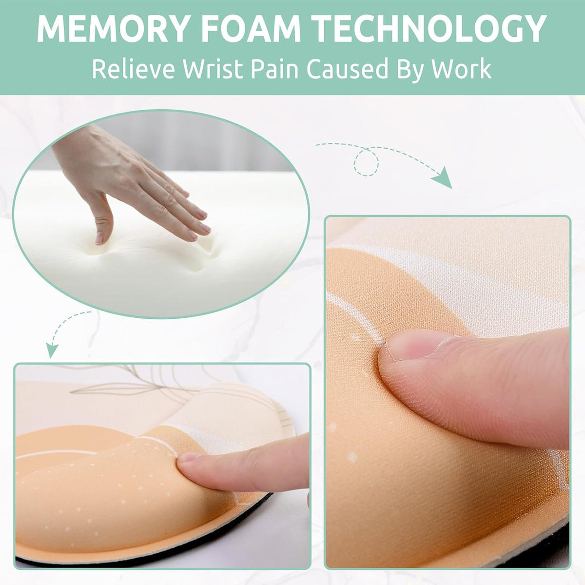KONVINIT Ergonomic Mouse Pad with Wrist Rest, Small Mousepad with Non-Slip Rubber Base and Smooth Surface, Beach Mouse Pads for Desk, Office Desk Accessories