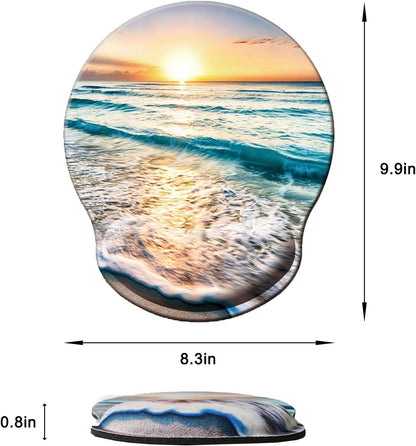 Mouse Pad with Wrist Support, Ergonomic Mouse Pad with Memory Foam Wrist Rest Cushion, Non-Slip Rubber Base Gaming Mice Pad for Home Office Computer Laptop, Flower Black